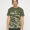 Puma Ess Block Camo Tee - Camiseta Deportiva - Green Moss