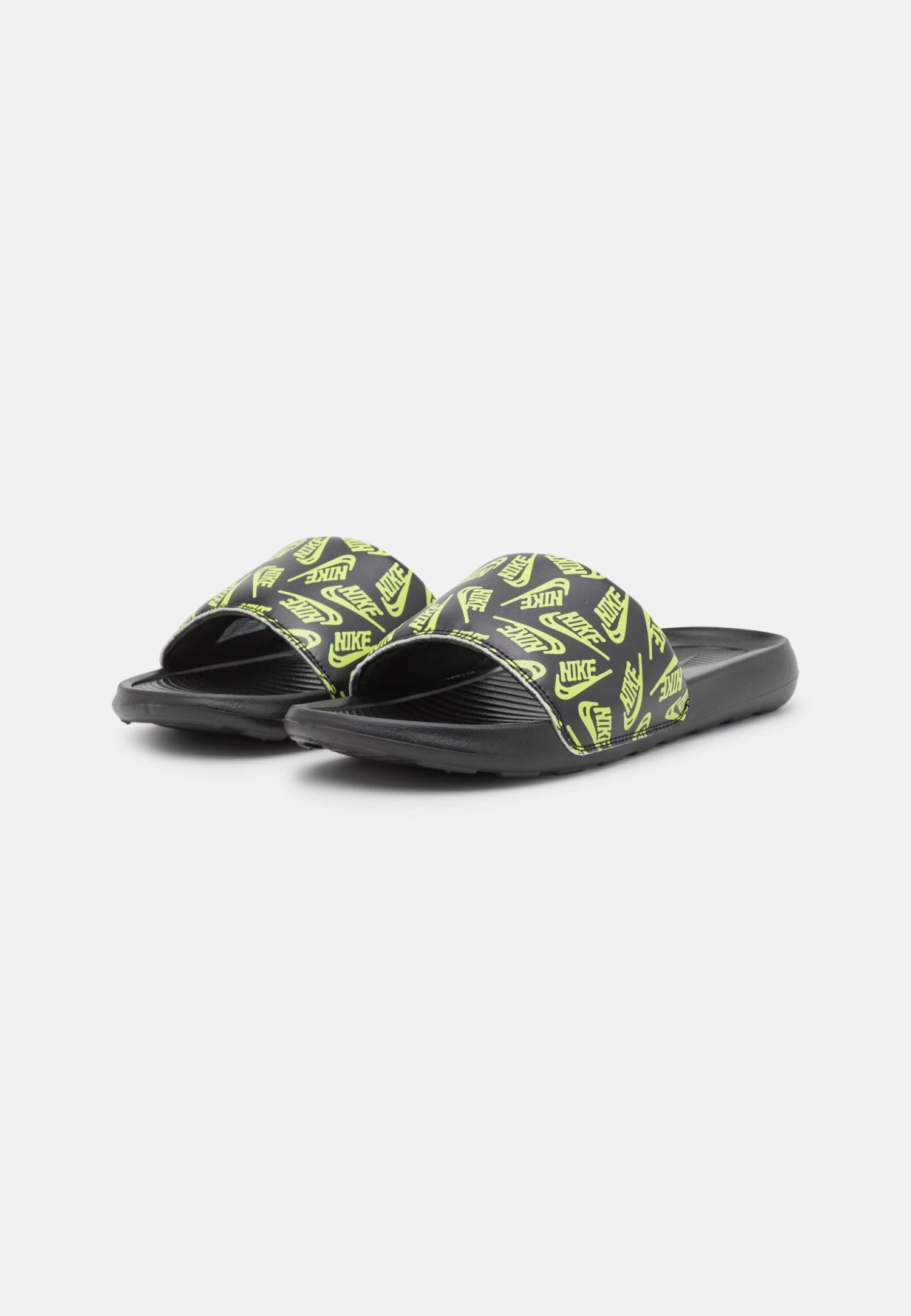 Nike Sportswear Victori One Slide Print - Sandalias Planas - Black/Volt 2 Nike Sportswear Victori One Slide Print - Sandalias Planas - Black/Volt - Imagen 2